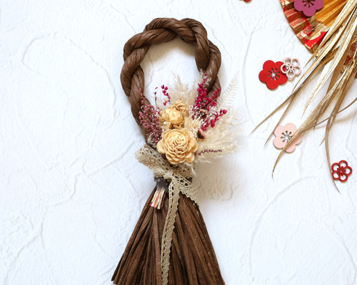 早割】 新春を彩るお正月飾り❁2wayミニスワッグ❁No.204 しめ縄飾り