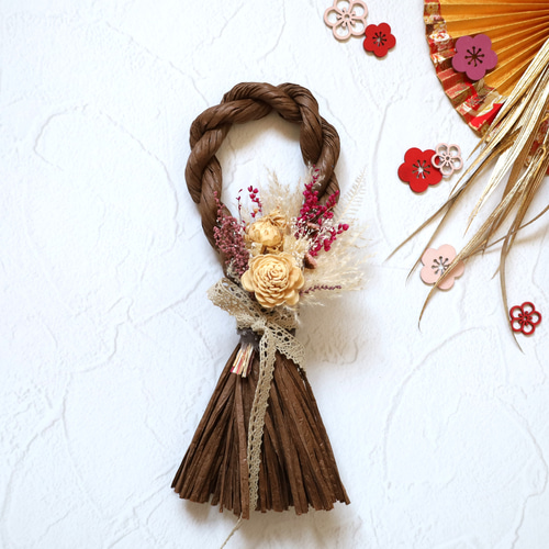 早割】 新春を彩るお正月飾り❁2wayミニスワッグ❁No.204 しめ縄飾り