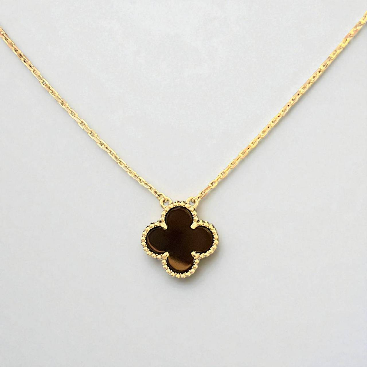 黒蝶貝 ローズゴールド クローバーネックレス　黒　ネックレス　クローバー　花 黒蝶貝 ローズゴールド クローバーネックレス 黒 ネックレス