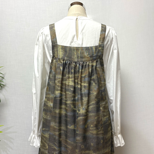 着物リメイク ジャンパースカート ロングワンピース 2WAY ノースリーブ