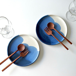 うみまちの皿 – 大皿ペアプレート/白浜の波景色を描いた陶器