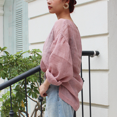 秋の新作◉夏→秋のシフトコーデに◉ リネンガーゼ シアーブラウス