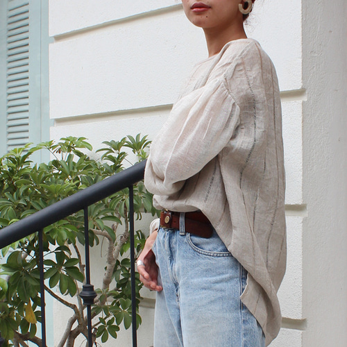 秋の新作◉夏→秋のシフトコーデに◉ リネンガーゼ シアーブラウス