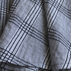 リネン・チェック柄ロング巻きスカート 7枚目の画像