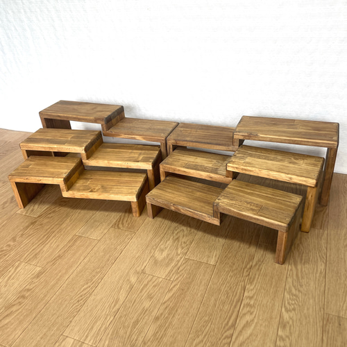 ☆マルシェ用ブースセット☆【段違いラック6点セット横幅45cm】刻印