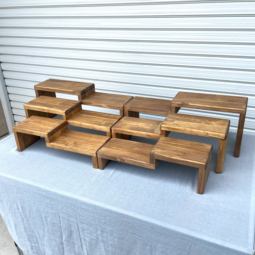 ☆マルシェ用ブースセット☆【段違いラック6点セット横幅45cm】刻印