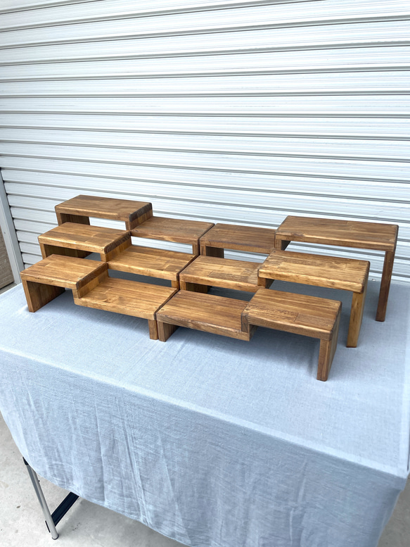 【段違いラック 6点セット】イベント什器/マルシェ ☆マルシェ用ブースセット☆【段違いラック6点セット横幅45cm