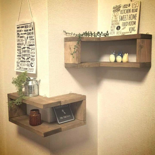 かどっこシェルフ 木製 コーナーラック 飾り棚 ホワイト可 インテリア