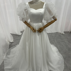 レトロパフスリーブ手作りビーズクラシカルプリンセスライン