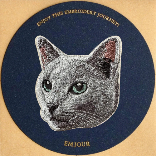 ステッカー ワッペン 刺繍 ロシアンブルー ねこ cat プレゼント ギフト