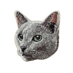 ステッカー ワッペン 刺繍 ロシアンブルー ねこ cat プレゼント ギフト