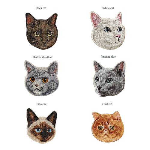 ステッカー ワッペン 刺繍 ロシアンブルー ねこ cat プレゼント ギフト