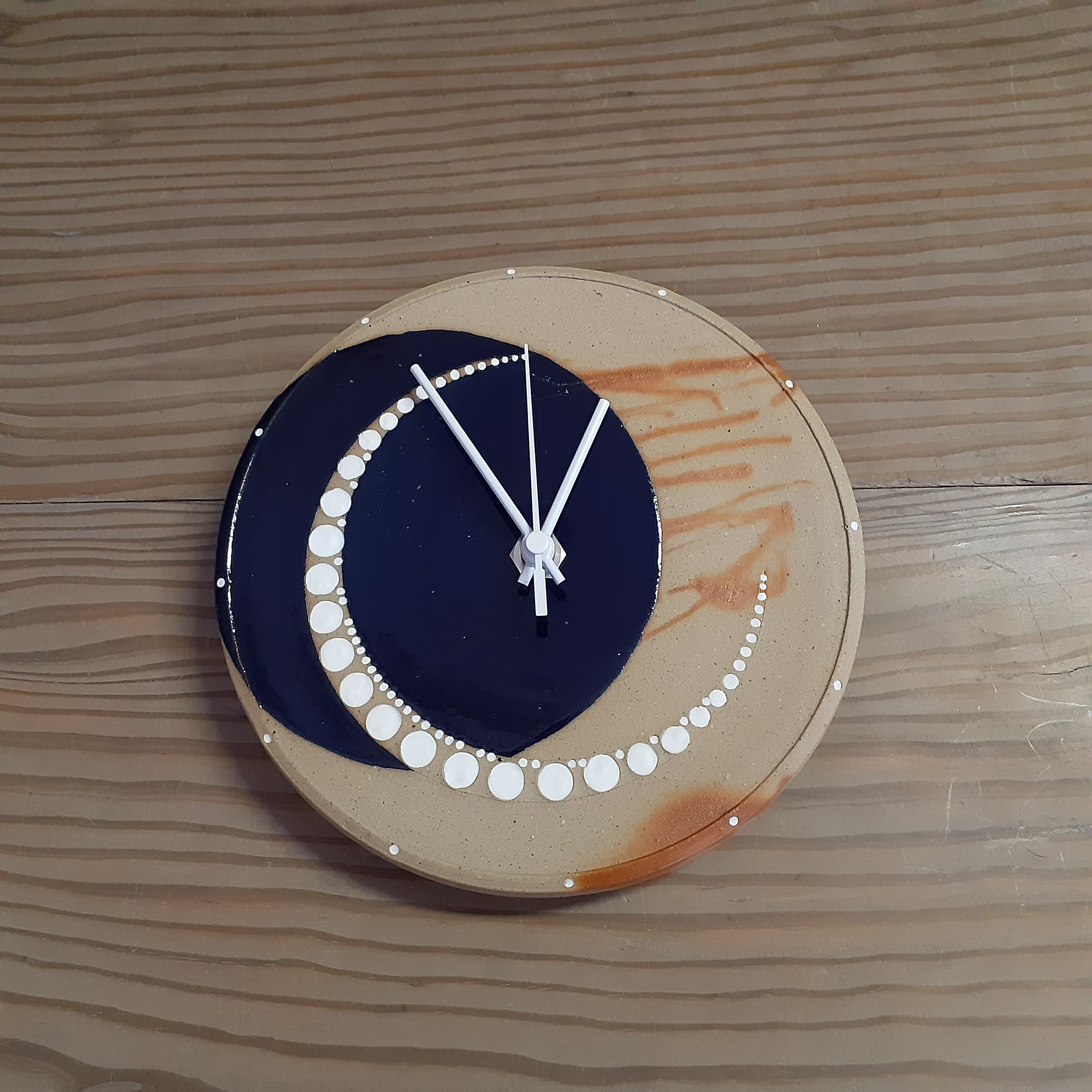 人気備前作家　備前焼　掛け時計 備前焼 ほたる備前 (蓄光)掛け時計 中 SDGs 新作 置き時計 デニム備前