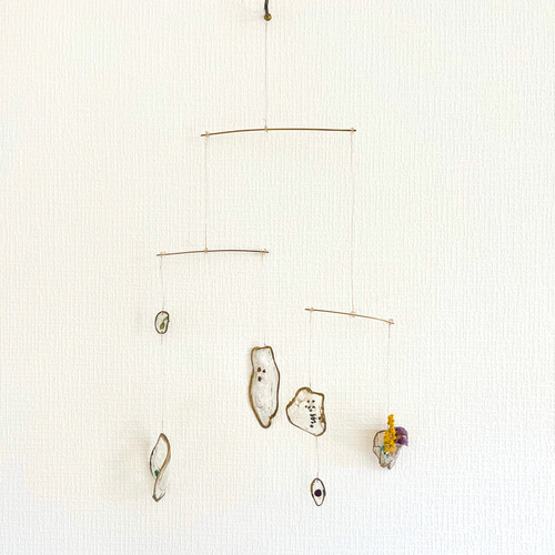 水の知性』 モビール 天然石 真鍮 その他アート まるとせんとらせん