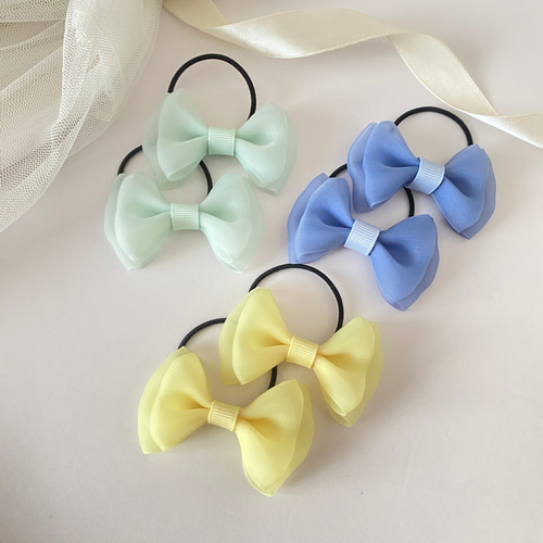 ツインヘアゴム】全5色 キッズ 子供 リボン ツインテール 髪飾り