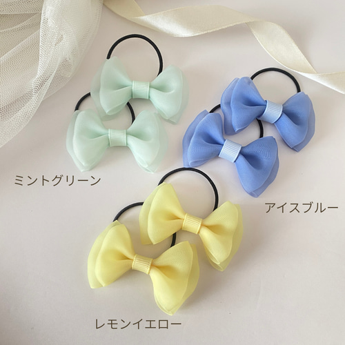 ツインヘアゴム】全5色 キッズ 子供 リボン ツインテール 髪飾り