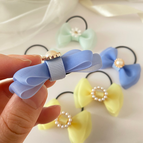 ツインヘアゴム】全5色 キッズ 子供 リボン ツインテール 髪飾り