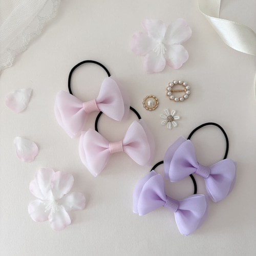 No.545 キッズ　ヘアゴム　リボン　ハンドメイド　ツイン ツインヘアゴム】全5色 キッズ 子供 リボン ツインテール 髪飾り