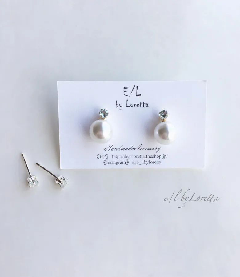 アクアマリン × pearl 2way K10/SILVER925 pierce