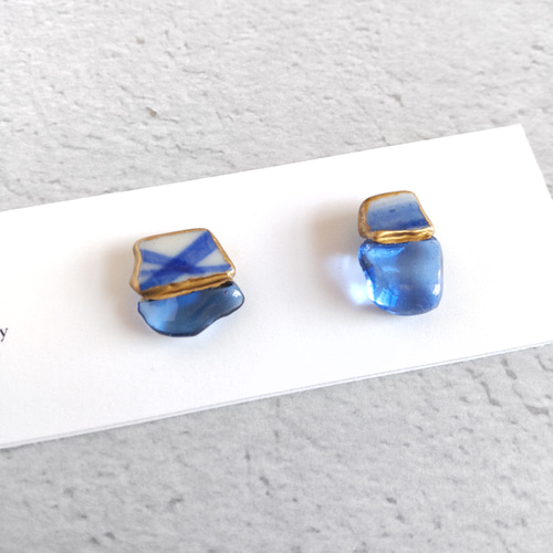 金継ぎアクセサリー 一点もの【送料無料】 シー陶器 ピアス イヤリング