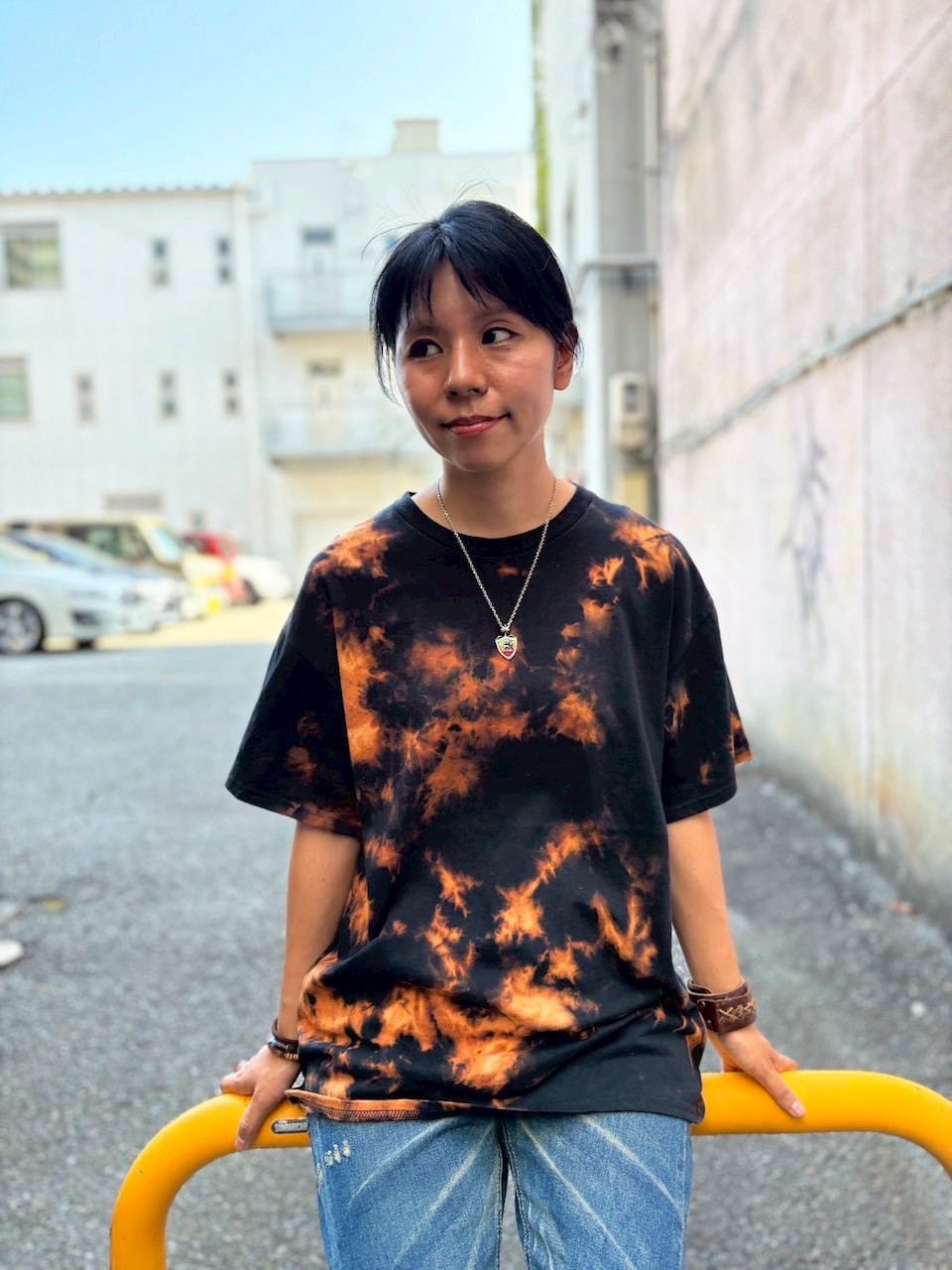 タイダイ Tシャツ Lサイズ ブラック ブリーチダイ Hippies Dye HD24-81