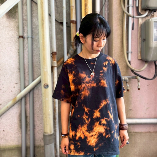 タイダイ Tシャツ Lサイズ ブラック ブリーチダイ Hippies Dye HD24-81
