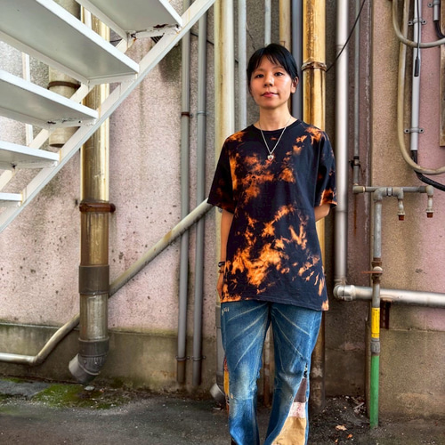 タイダイ Tシャツ Lサイズ ブラック ブリーチダイ Hippies Dye HD24-81