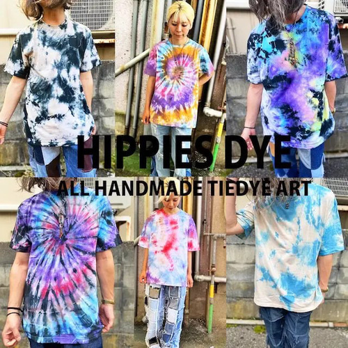 タイダイ Tシャツ Lサイズ ブラック ブリーチダイ Hippies Dye HD24-81