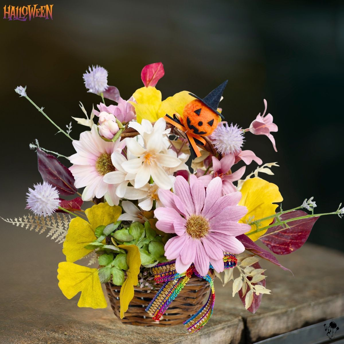 ハロウィン 秋 送料無料 造花アレンジメント クリップ 紅葉 かぼちゃ インテリア 造花 ギフト CT触媒 誕生日