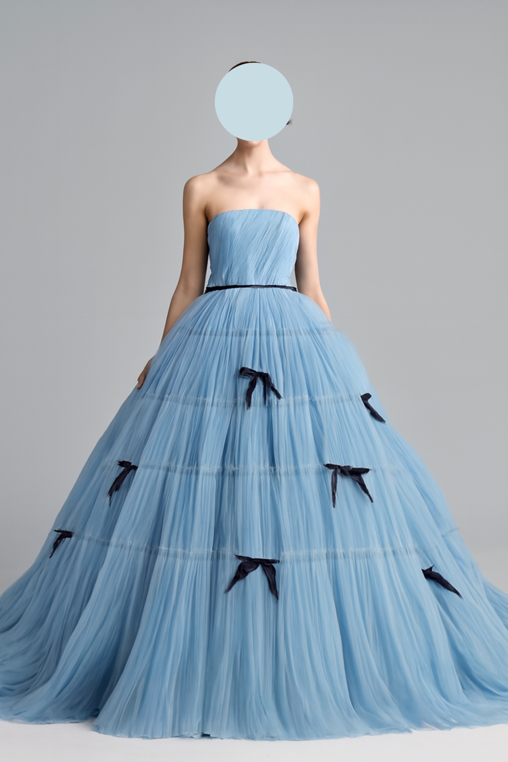 送料無料！カラードレス 爽やかで優しいブルー ビスチェドレス リボン プリーツドレス フレアスカート  プリンセスライン