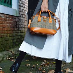 羊毛 x 皮革拼接雙扣包 | 復古經典 第5張的照片