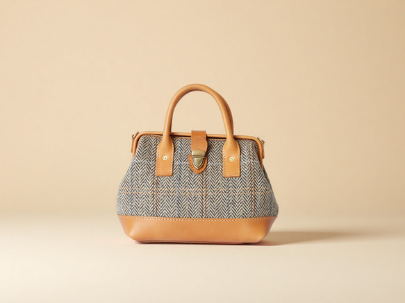 羊毛 x 皮革拼接雙扣包 | 復古經典 第3張的照片