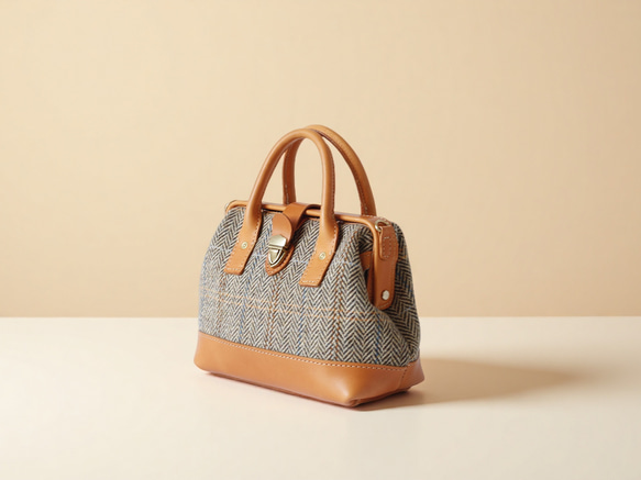 羊毛 x 皮革拼接雙扣包 | 復古經典 第6張的照片