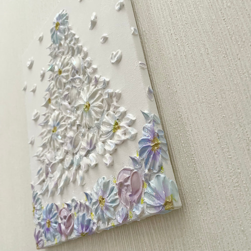 アクリル花柄アート作品　テクスチャーアート　ボタニカル クリスマスフラワー アクリル花柄アート作品 テクスチャーアート ボタニカル クリスマス