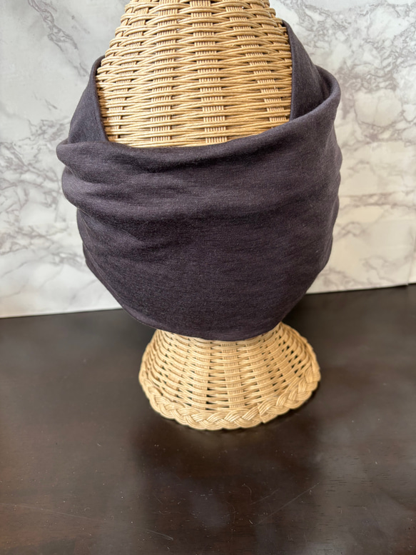 高級 シルク テンセル カシミア混 柔らか ニット 超幅広 ターバン ヘアバンド 2枚目の画像