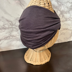 高級 シルク テンセル カシミア混 柔らか ニット 超幅広 ターバン ヘアバンド 3枚目の画像