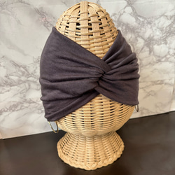 高級 シルク テンセル カシミア混 柔らか ニット 超幅広 ターバン ヘアバンド 1枚目の画像