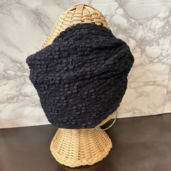 高級 ボリューム 花柄ジャガードレースニット 超幅広 ターバン ヘアバンド 2枚目の画像