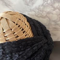 高級 ボリューム 花柄ジャガードレースニット 超幅広 ターバン ヘアバンド 4枚目の画像