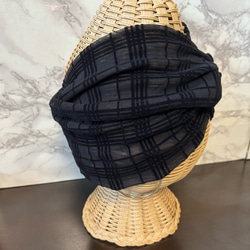 高級 チュール＆ベルベット シースルーニット超幅広 ターバン ヘアバンド 2枚目の画像