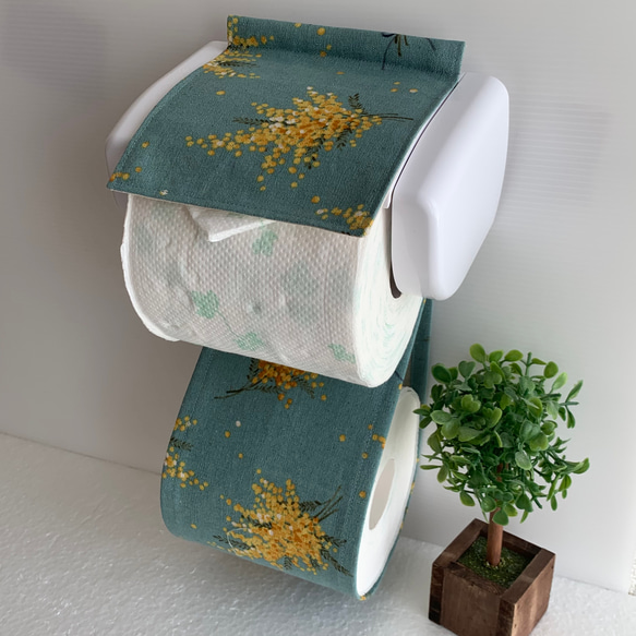 トイレットペーパーホルダーカバー♪ナチュラルミモザのブーケ♪2カラー 2枚目の画像