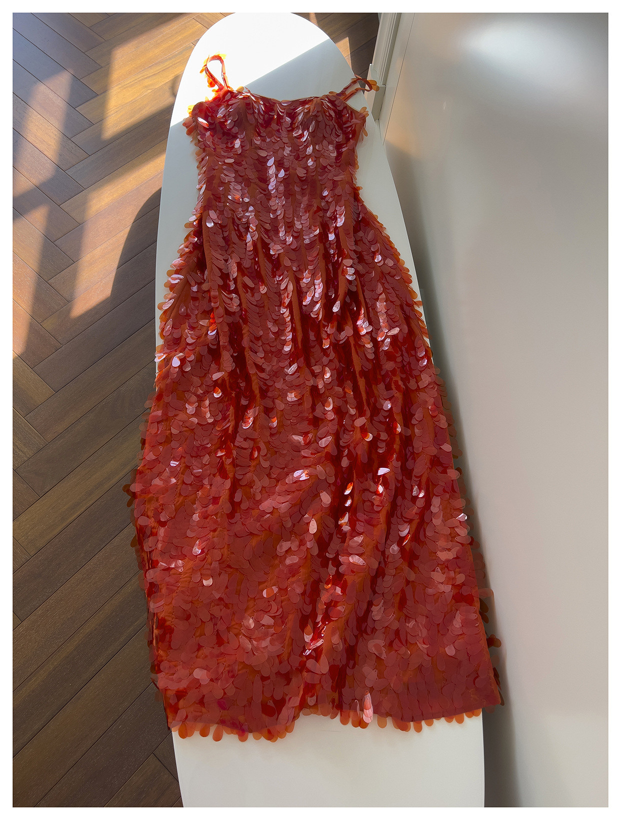 スパンコールドレス ウェディングドレス パーティー オレンジ ノースリーブ 綺麗 上品 韓国風 お呼ばれ 69396