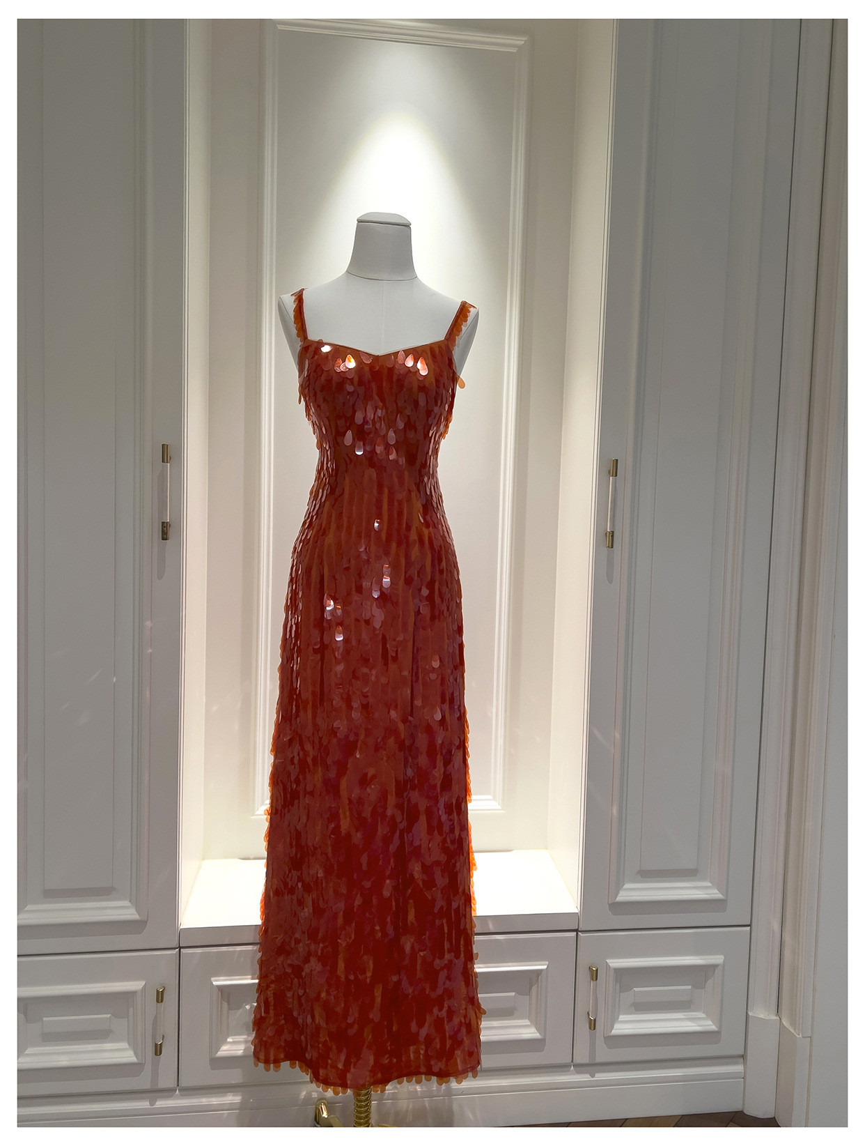 スパンコールドレス ウェディングドレス パーティー オレンジ ノースリーブ 綺麗 上品 韓国風 お呼ばれ 69396