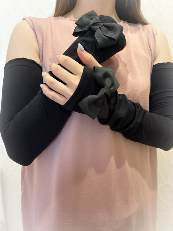 可愛いリボンのアームカバー 3枚目の画像
