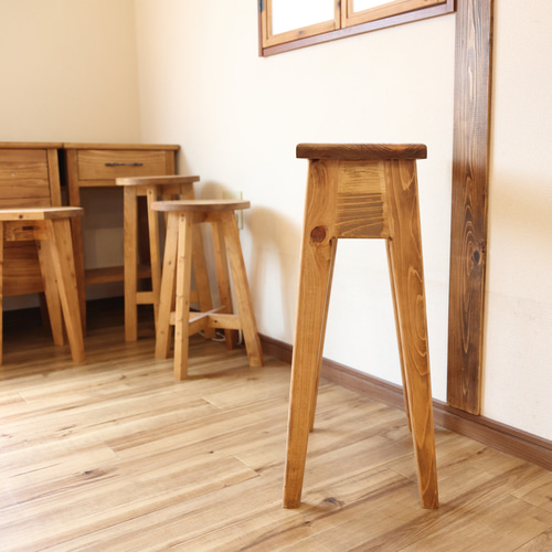 ハイスツール 60cm 木製 チェア 椅子 イス おしゃれ シンプル 無垢材