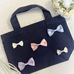 可愛いミニリボンのトートバッグ 1枚目の画像