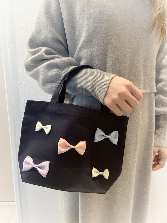可愛いミニリボンのトートバッグ 5枚目の画像