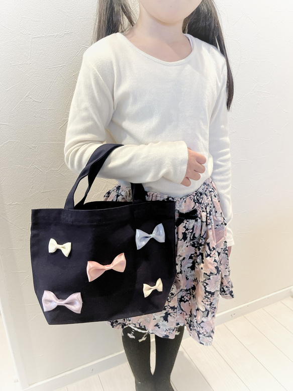 可愛いミニリボンのトートバッグ 4枚目の画像