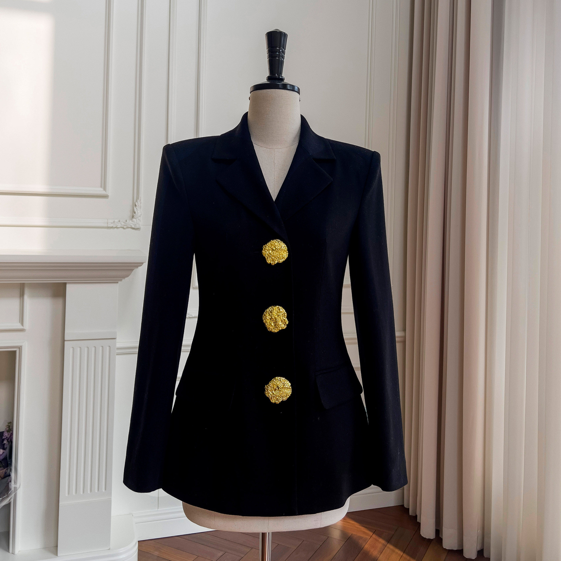 秋冬スーツ ウェディングドレス パーティー アウター 黒 通勤 高級感 上品 韓国風 お呼ばれ 91579