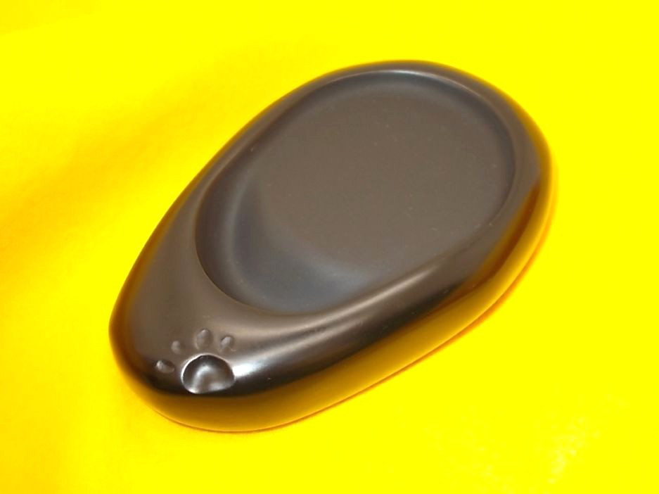 つるつる・変わり・猫のあしあと付き硯　NO.０３８８　天然那智黒石製